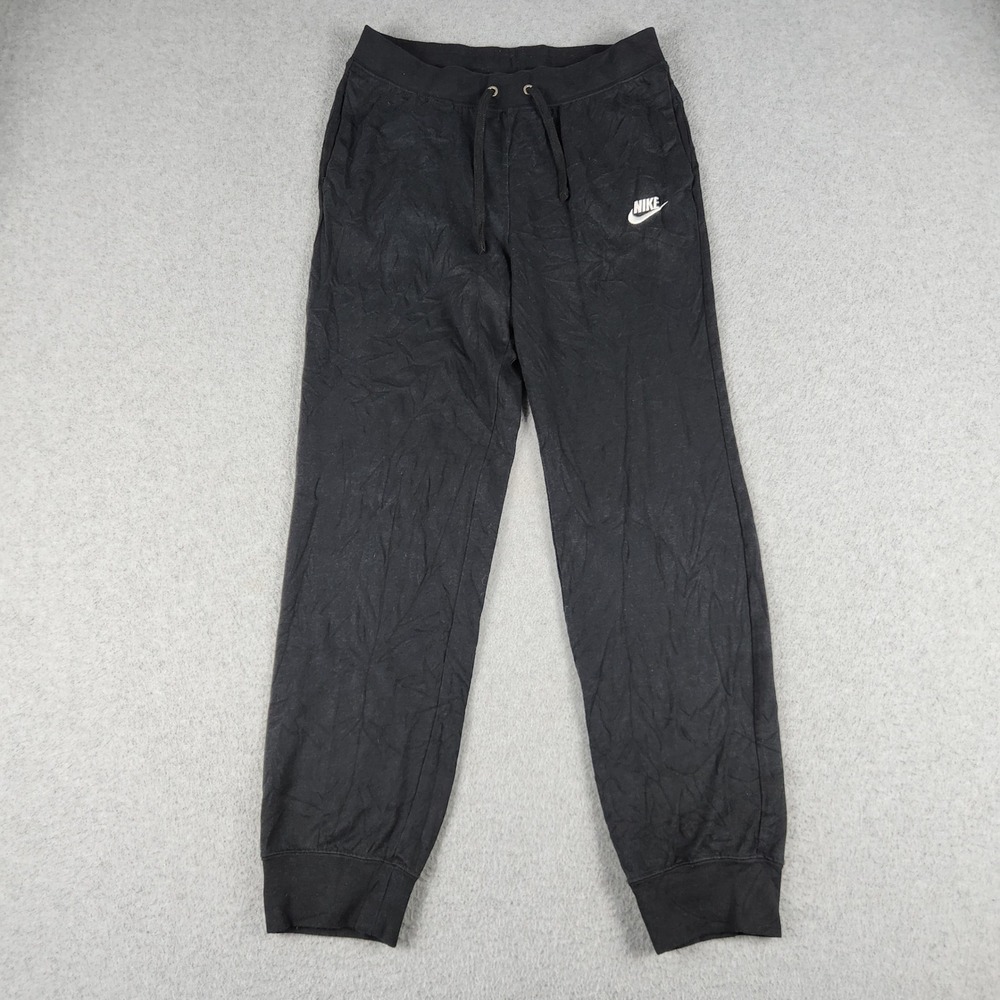 Nike Joggers Pants Womens Small Black Gym Athletic Tapered Leg Drawstring Waist